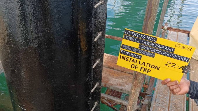 Trestle Pile Repair - Encapsulation of FRP to Steel Pile
